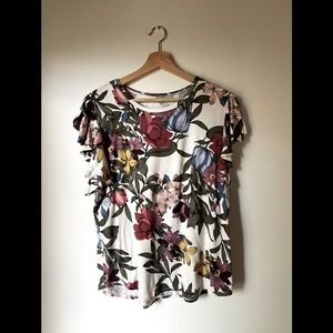 Silky Floral Short Sleeve Top